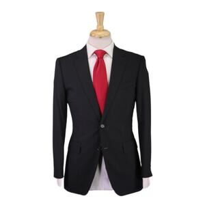 Paul Stuart Black Tonestripe Suit 2-Btn Wool Men's 36S